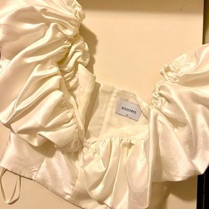 Boskemper White Puff Sleeve Crop Top Size XS